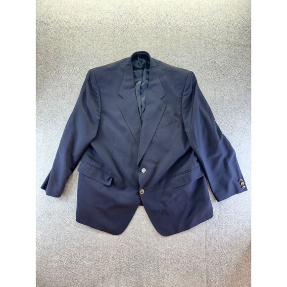 Emidio Tucci El Corte Ingles‎ Sport Coat Jacket Blazer 2-Gold Button Sz 46 Navy - Picture 1 of 12